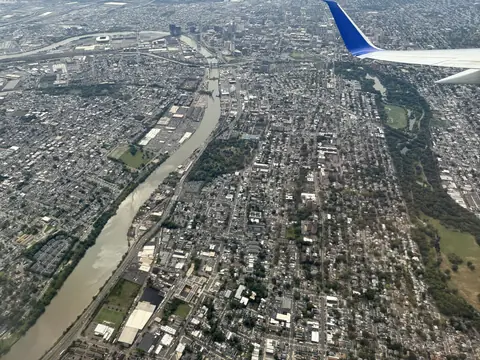 Northern Newark and the Passaic River seen from an aircraft